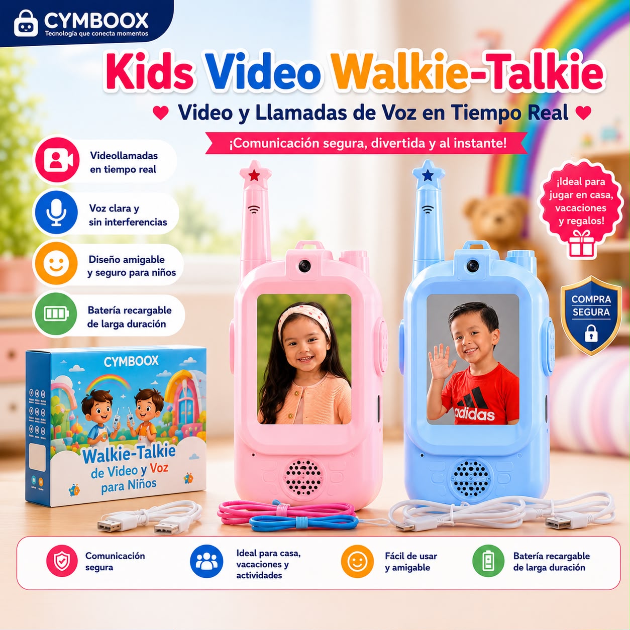 WALKIE TALKIE CON VIDEO PARA NIÑOS x 2 unid