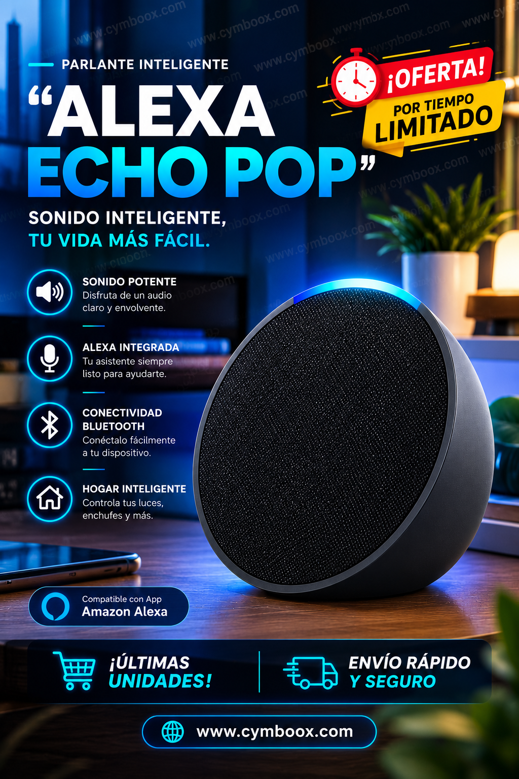 PARLANTE INTELIGENTE "ALEXA ECHO POP"