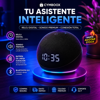 PARLANTE INTELIGENTE CON RELOJ DIGITAL COMPATIBLE CON APP "AMAZON ALEXA" - VS 2026