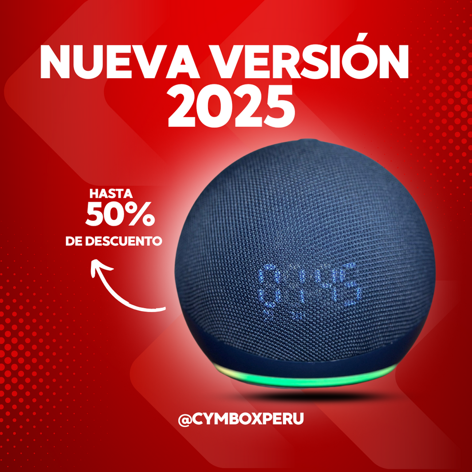 PARLANTE INTELIGENTE CON RELOJ DIGITAL COMPATIBLE CON APP "AMAZON ALEXA"